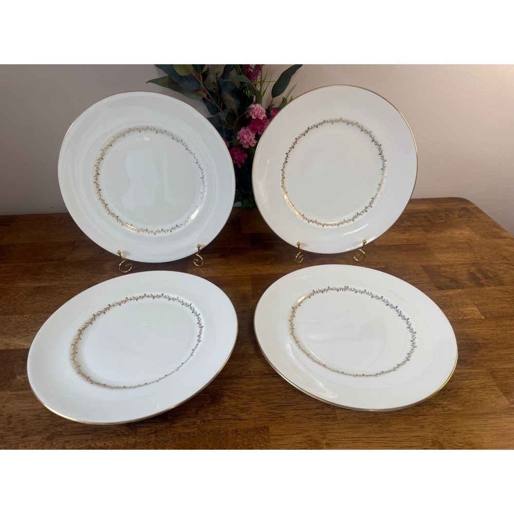 Coalport‎ Cornet Dinner Plates Set Of 4 Gold Trim English Bone China